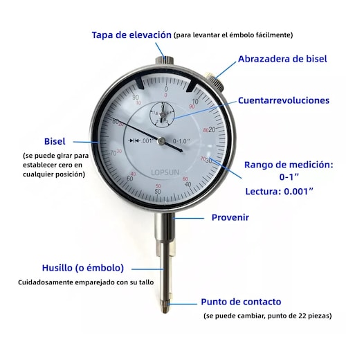 Kit Calibrador Indicador Caratula 0-1 In Con Base Magnética