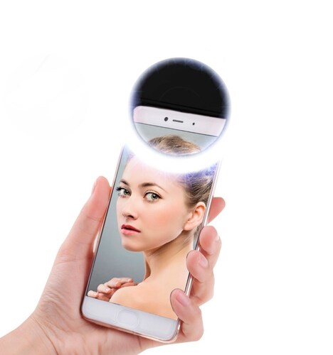 Aro Luz Led Recargable Selfie Ring Light Para Celular Declip negro