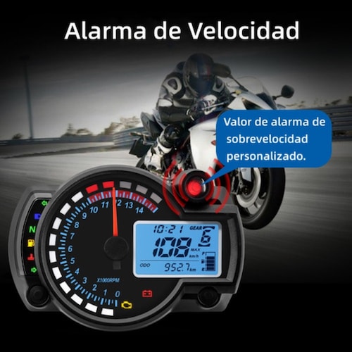 Velocímetro Moto Tablero Universal Digital Deportiva 7 Colo Negro Redondo
