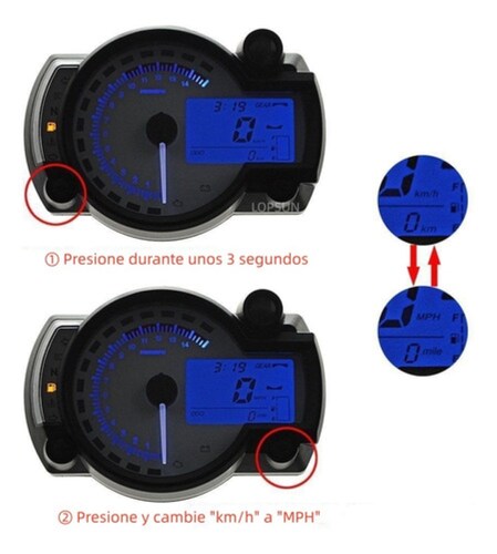 Velocímetro Moto Tablero Universal Digital Deportiva 7 Colo Negro Redondo