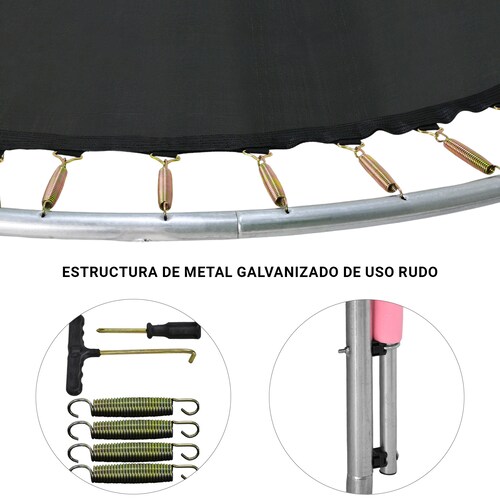 Trampolin Brincolin Tumbling 10 Pies Uso Rudo Red Seguridad Rosa