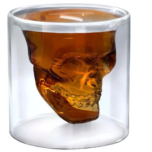 Pack 6 Vasos Calaca Shot Tequilero Vaso Vidrio Calavera 75ml