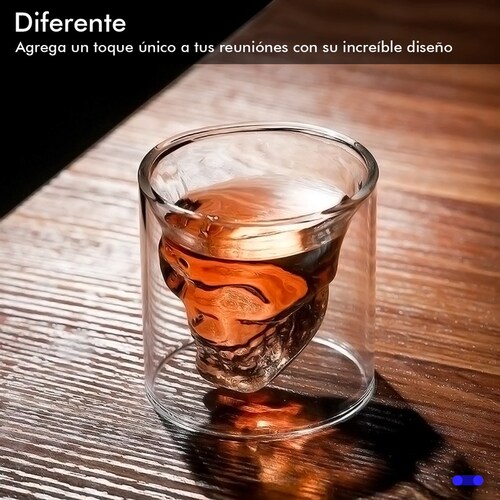Pack 6 Vasos Calaca Shot Tequilero Vaso Vidrio Calavera 75ml