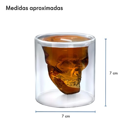 Pack 6 Vasos Calaca Shot Tequilero Vaso Vidrio Calavera 75ml