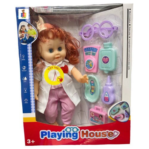 Muñeca Bebé Enfermera Doctor Con Sonido Y Accesorios