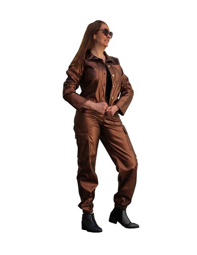 Conjunto mujer casual jogger y chamarra vinipiel Eva Berry