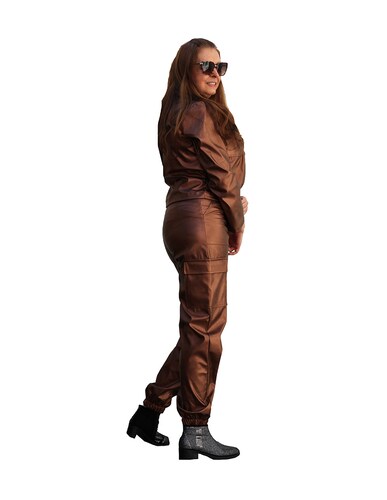 Conjunto mujer casual jogger y chamarra vinipiel Eva Berry