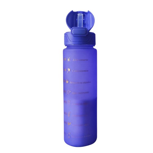 Vaso motivacional trio 3 en 1 con stickers azul cambia de color 