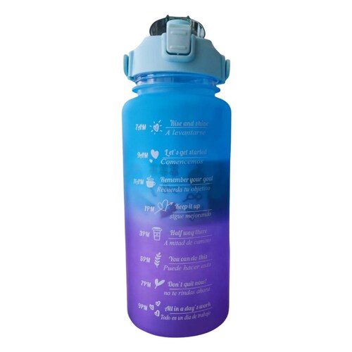 Vaso motivacional trio 3 en 1 con stickers bicolor azul morado 