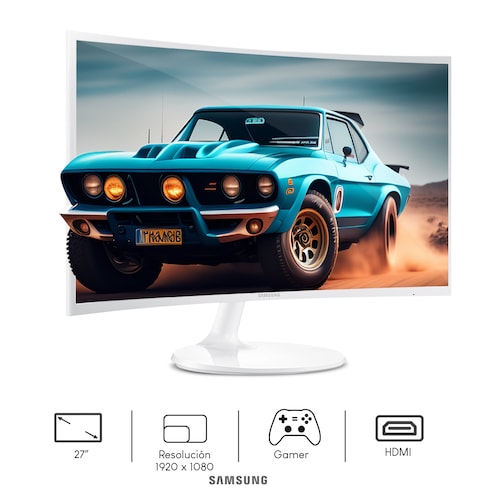 Combo Monitor Samsung CF391 27Pulg FHD Curvo 1800R hdmi vga 4GTG White + Audìfonos