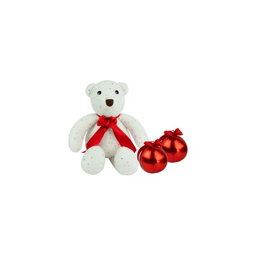 Set Decoración Navidad Oso Navideño y Esferas de Tela Felpa Tv Ofertas Fredo