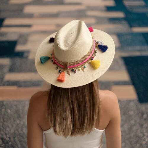 Sombrero Palma Dama Playa Mujer Casual Artesanal Cafe