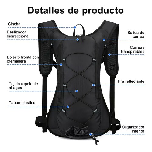 Mochila De Hidratación Ciclismo Con 2 L Bolsa De Agua Viaje