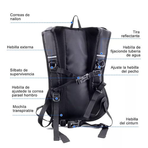 Mochila De Hidratación Ciclismo Con 2 L Bolsa De Agua Viaje