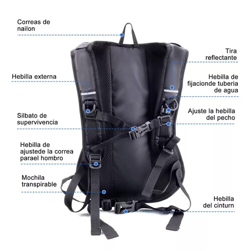 Mochila De Hidratación Ciclismo Con 2 L Bolsa De Agua Viaje