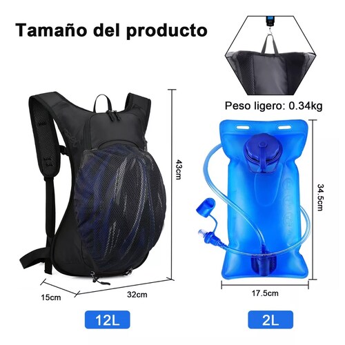 Mochila De Hidratación Ciclismo Con 2 L Bolsa De Agua Viaje