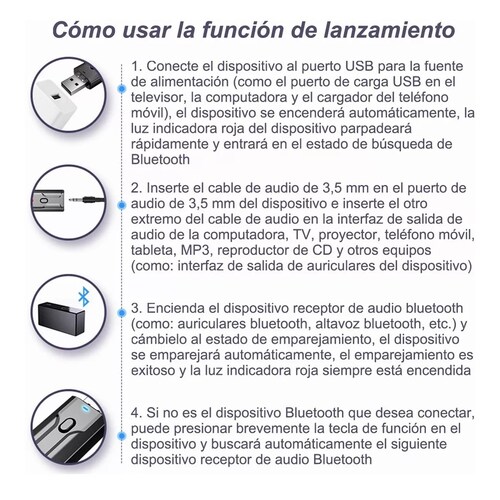 Adaptador Bluetooth 5.0 Usb 2 En 1 Para Pc/tv/auto/hogar
