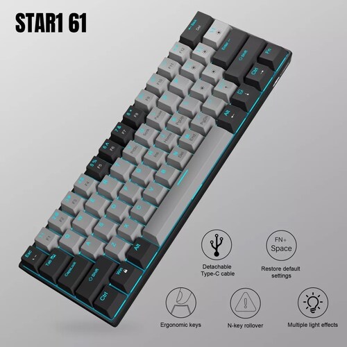 Teclado Gamer Desmontable Ingles Us Con Luz Blue Black Gery/Azul Axis