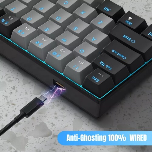 Teclado Gamer Desmontable Ingles Us Con Luz Blue Black Gery/Azul Axis