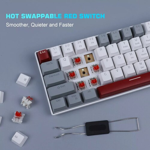 Teclado Gamer Desmontable Ingles Us Con Luz Blue Gery White/Red Axis
