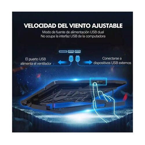 Almohadilla De Enfriamiento Para Portátil Con 6 Ventiladores