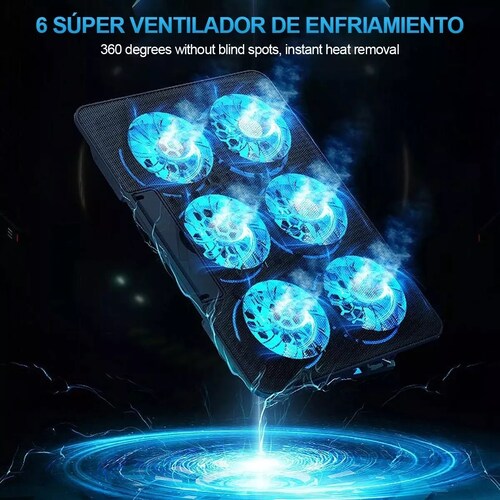 Almohadilla De Enfriamiento Para Portátil Con 6 Ventiladores