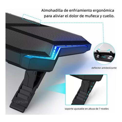 Base De Refrigeración Rgb Para Laptop 17 Con 6 Ventiladores
