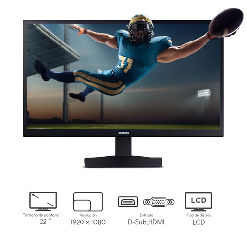 Monitor Samsung S33A Essential 22Pulg FHD 60hz 5ms HDMI VGA Plano Black LS22A336NHLXZX