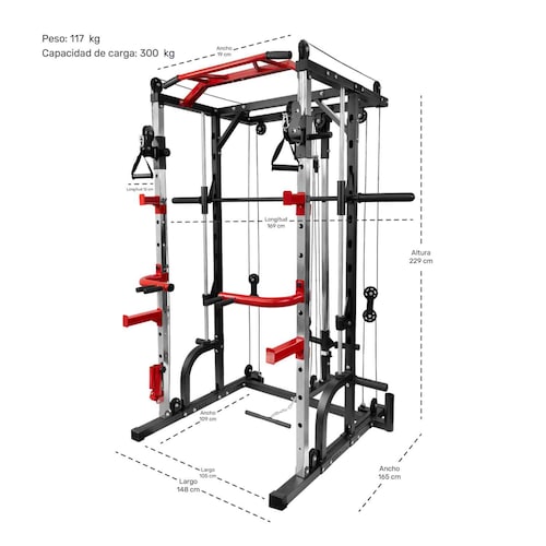 Jaula Smith Gimnasio Multifuncional Power Rack Poleas 