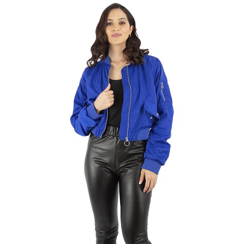 Chamarra tipo bomber jacket con bolsillos 
