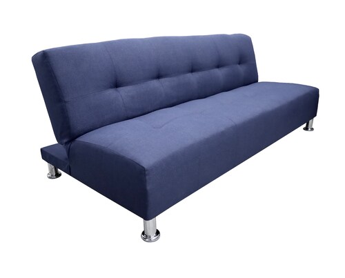 Sofá Cama Reclinable Vegas Lino Azul Marino Futon 3 Posiciones.