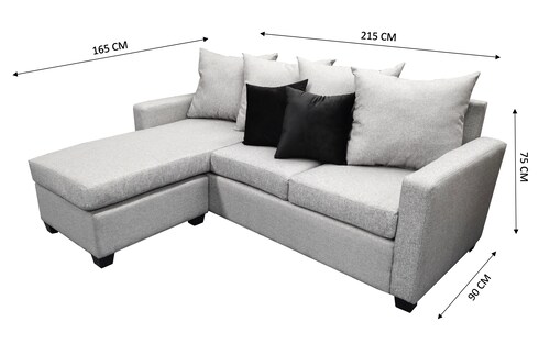 Sala Esquinera Modular Ares, 215x165 cm, Lado derecho e Izquierdo, Lino nacional Plata.