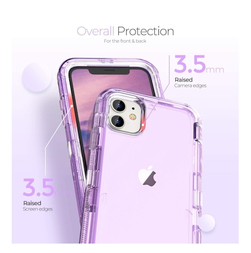 Funda Case De Uso Rudo Para iPhone Transparente Antigolpes morado iphone 11 normal