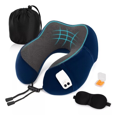 Almohada De Viaje 100% Espuma Viscoelástica Cuello Azull