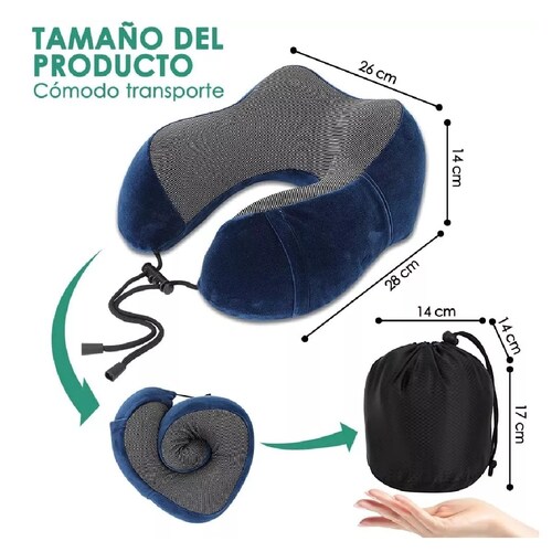 Almohada De Viaje 100% Espuma Viscoelástica Cuello Azull