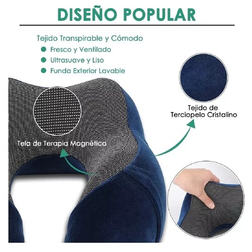 Almohada De Viaje 100% Espuma Viscoelástica Cuello Azull
