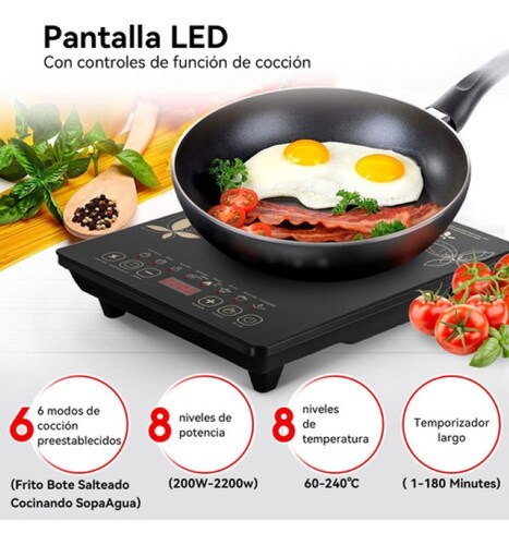 Parrilla Eléctrica De Inducción Estufas Portatil 2200w Negro