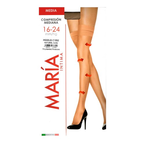 Media de compresion mediana que ayuda a mejorar la circulacion sanguinea en las piernas. Marca: MI Medias..