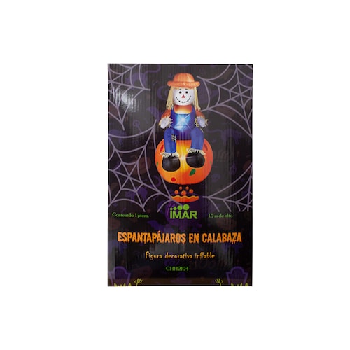 Inflables De Halloween Decoración en forma de Espantapajaros con Calabaza 1.50 cm, Decoración Grande Con Luces LED