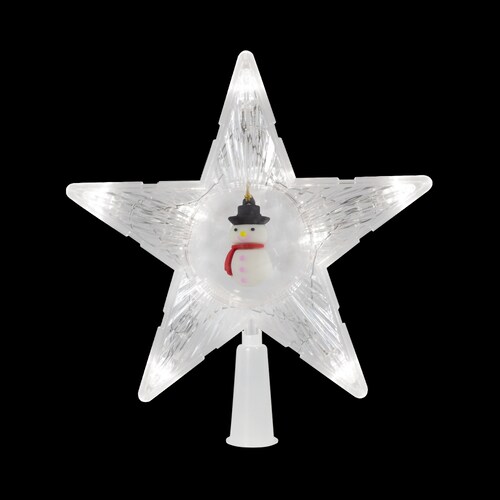 Estrella Punta De Arbol Navideño Con Luz 20 cm Con Muñeco de Nieve