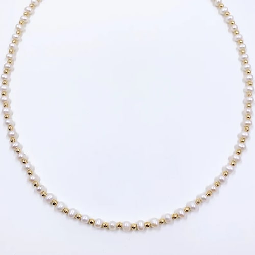 Collar Perlas Cultivadas AAA Con Broche, Asa y Divisiones en Cada perla De Oro Solido 14 K A 038