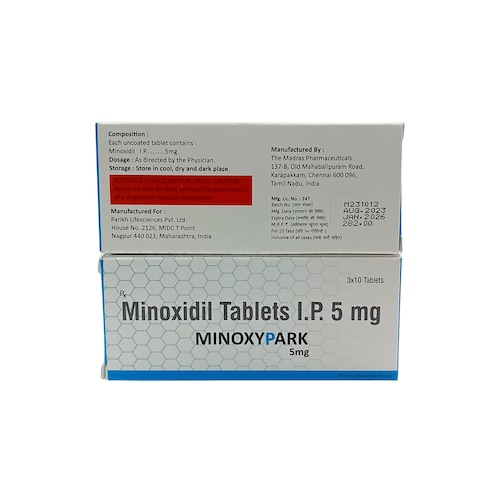 Minoxidil 5mg 30 Tabletas Minoxypark 6 Cajas