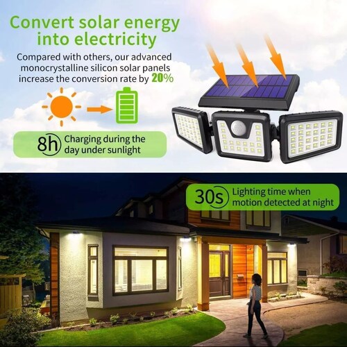 Lampara Solar Led de Pared  con Sensor ,para Jardines 180w