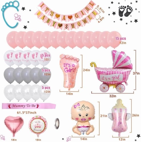 Baby Shower Niñas Decoraciones, Globos Rosas Bebé Para Niñas