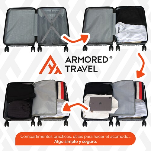 Maleta de viaje Carry On de mano cabina 20 pulgadas 10 kg ABS doble calibre candado de alta seguridad TSA LOCK Azul Armored Travel