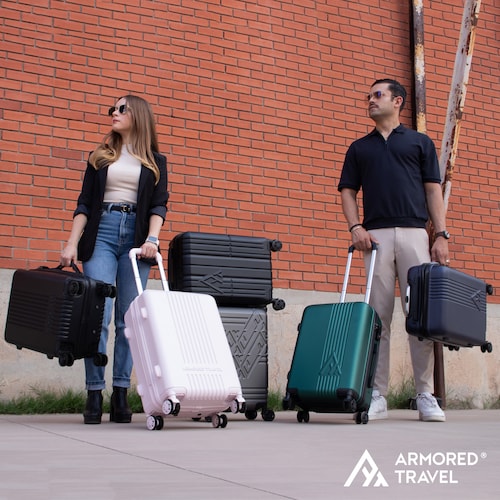 Maleta de viaje Carry On de mano cabina 20 pulgadas 10 kg ABS doble calibre candado de alta seguridad TSA LOCK Azul Armored Travel