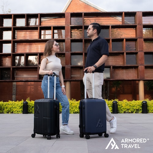 Maleta de viaje Carry On de mano cabina 20 pulgadas 10 kg ABS doble calibre candado de alta seguridad TSA LOCK Azul Armored Travel