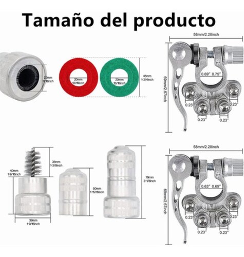 2x Terminales Conector Batería Porosa De Cabeza Pila Coche Plata