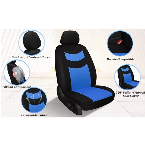 Fundas De Poliéster Para 5 Asientos De Auto Azul