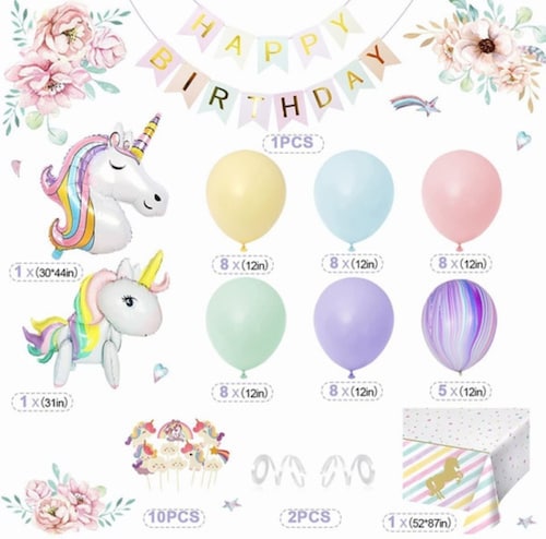 Decoración De Cumpleaños De Unicornio Para Niña, Mantel De F